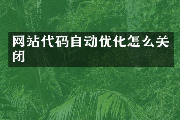 网站代码自动优化怎么关闭
