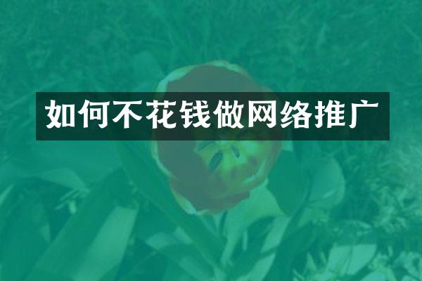 如何不花钱做网络推广