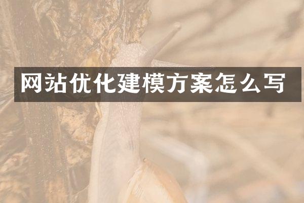 网站优化建模方案怎么写