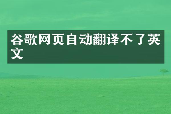 谷歌网页自动翻译不了英文