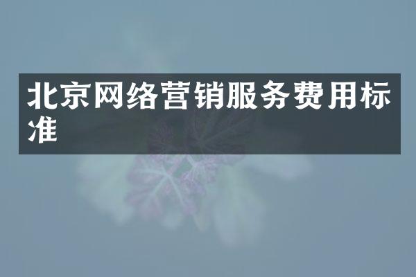 北京网络营销服务费用标准