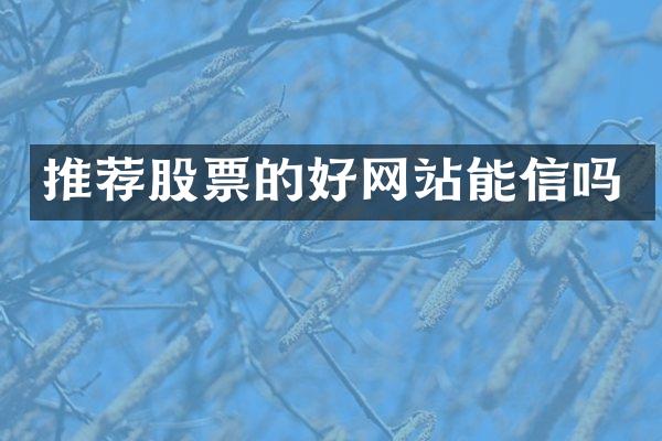 推荐股票的好网站能信吗