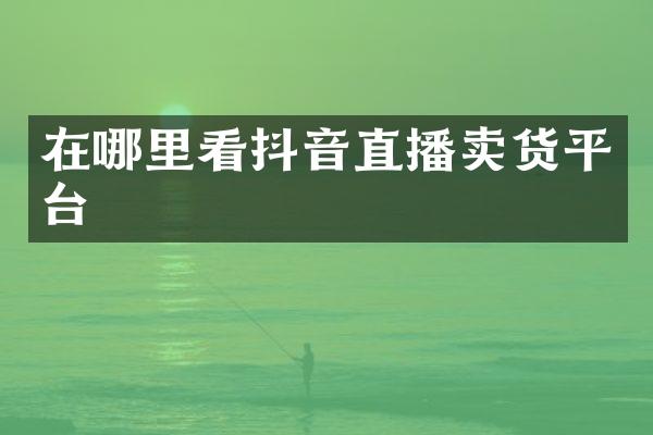 在哪里看抖音直播卖货平台
