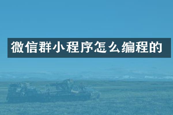 微信群小程序怎么编程的