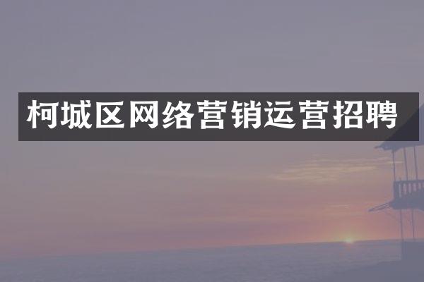 柯城区网络营销运营招聘