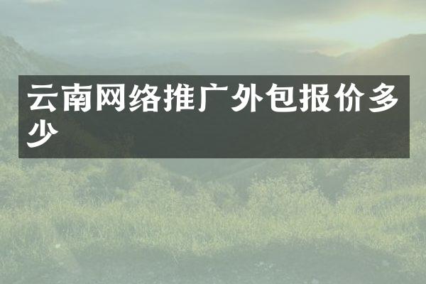 云南网络推广外包报价多少