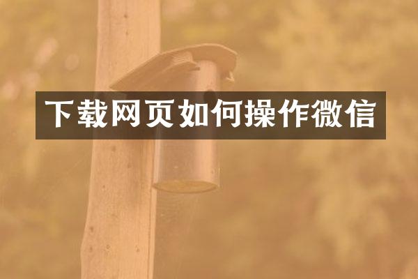 下载网页如何操作微信