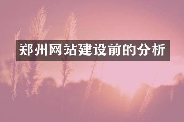 郑州网站建设前的分析