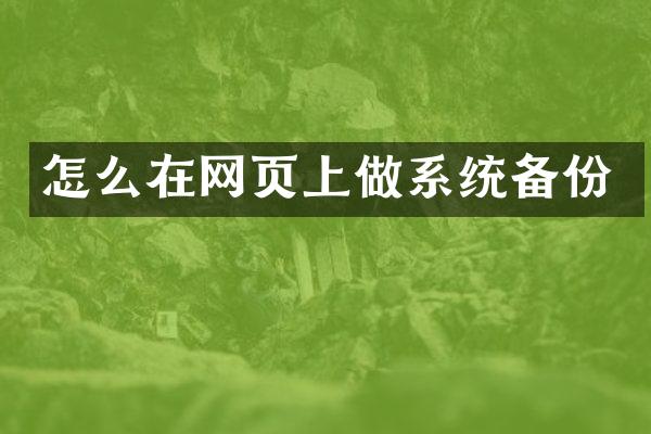 怎么在网页上做系统备份