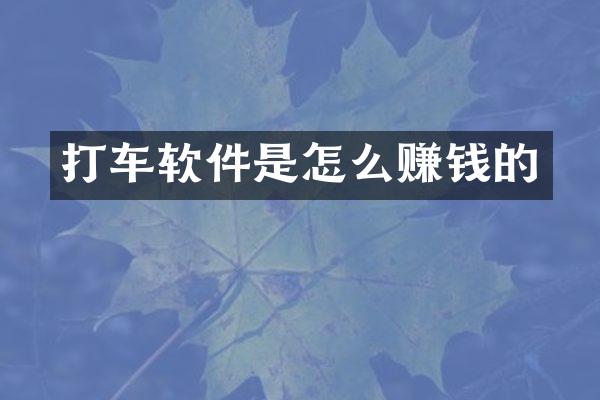 打车软件是怎么赚钱的