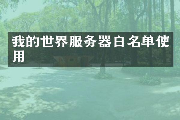 我的世界服务器白名单使用