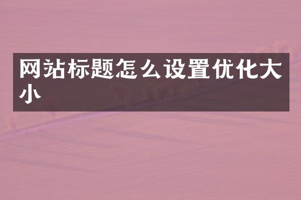 网站标题怎么设置优化大小