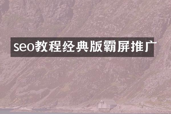 seo教程经典版霸屏推广