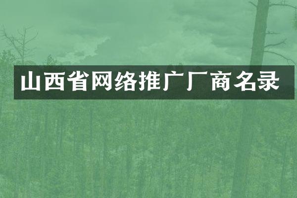 山西省网络推广厂商名录