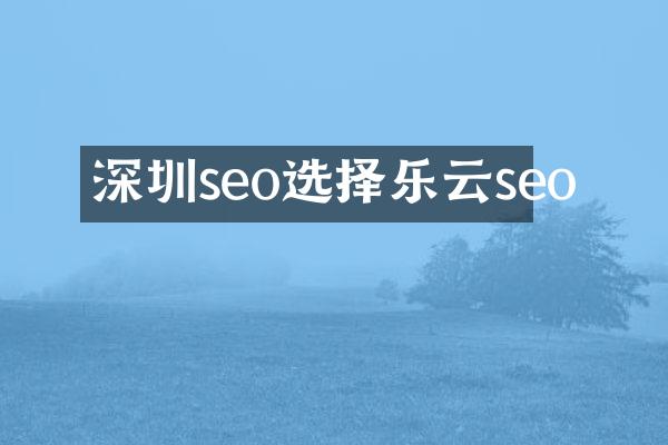 深圳seo选择乐云seo