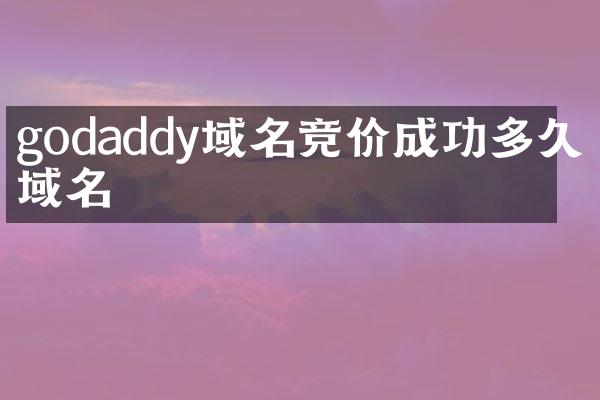 godaddy域名竞价成功多久给域名