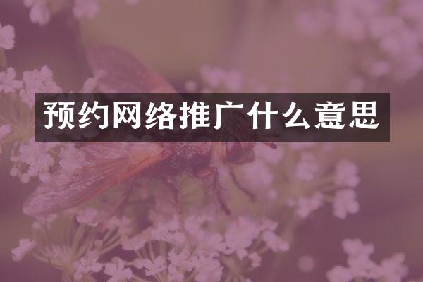 预约网络推广什么意思