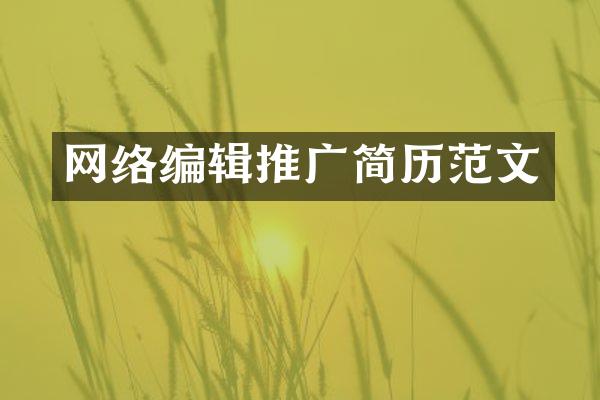 网络编辑推广简历范文