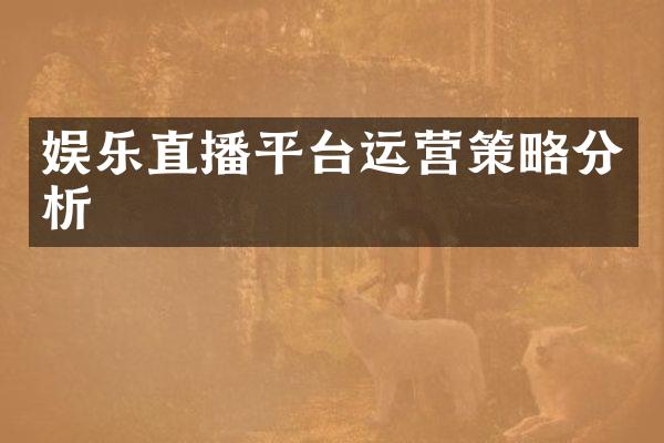 娱乐直播平台运营策略分析