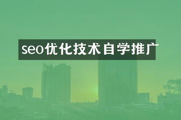 seo优化技术自学推广