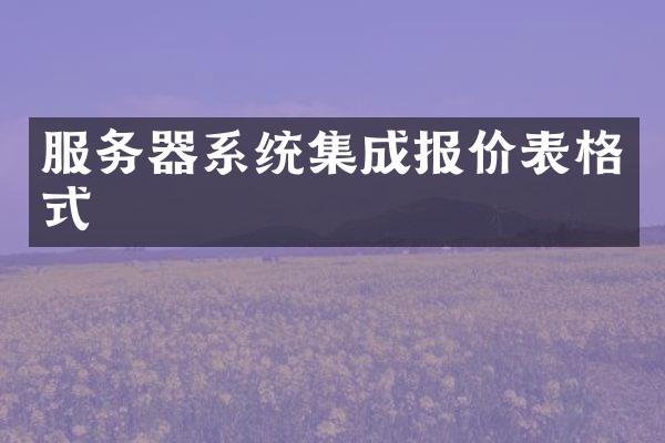 服务器系统集成报价表格式