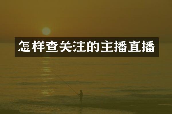 怎样查关注的主播直播
