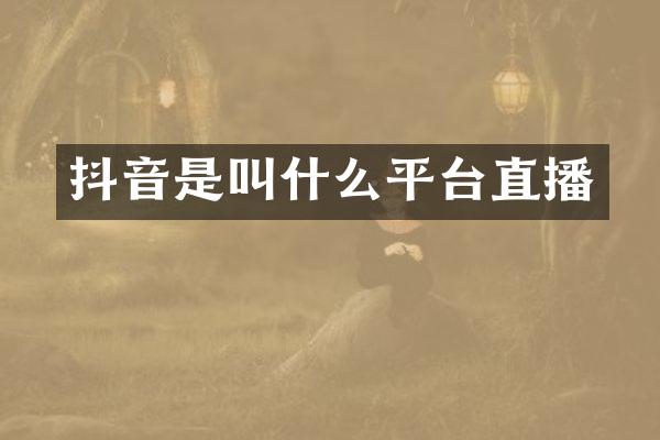 抖音是叫什么平台直播