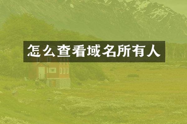 怎么查看域名所有人