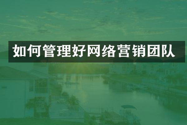 如何管理好网络营销团队