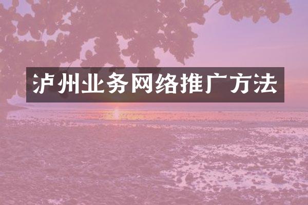 泸州业务网络推广方法
