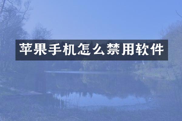 苹果手机怎么禁用软件
