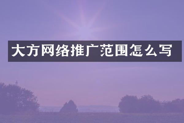 大方网络推广范围怎么写