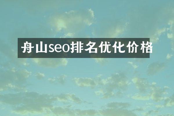舟山seo排名优化价格