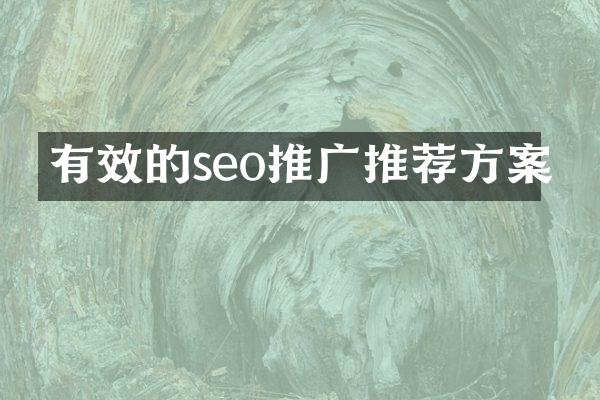 有效的seo推广推荐方案