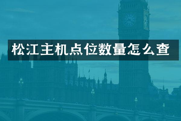 松江主机点位数量怎么查