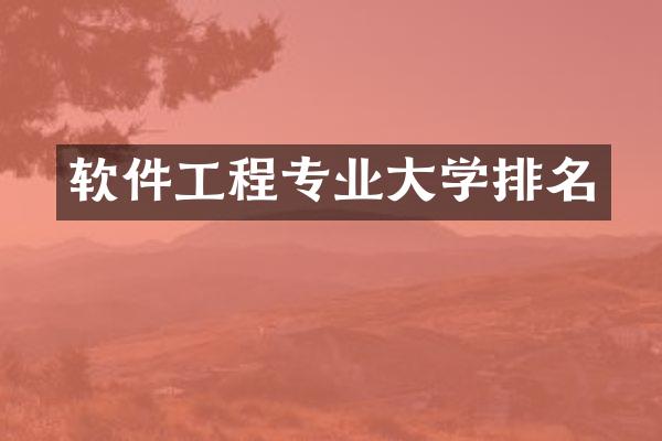 软件工程专业大学排名