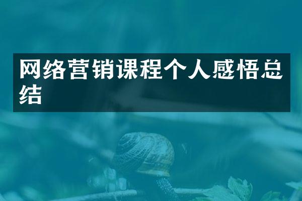 网络营销课程个人感悟总结