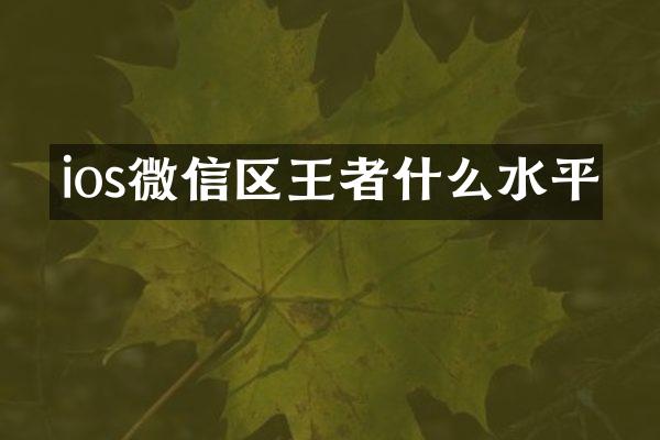 ios微信区王者什么水平