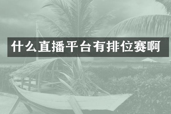 什么直播平台有排位赛啊