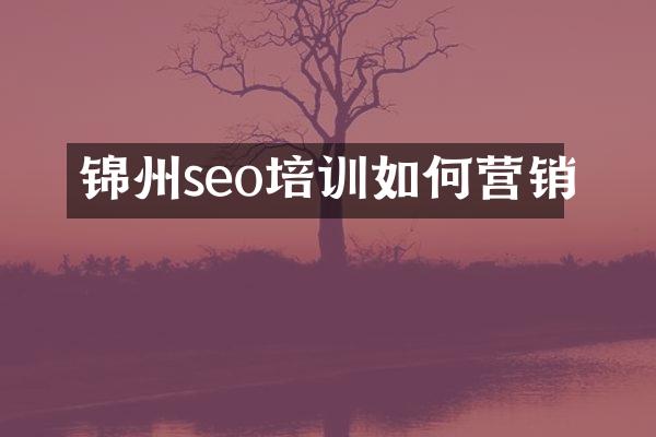 锦州seo培训如何营销