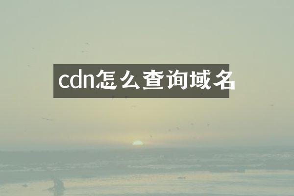cdn怎么查询域名