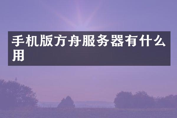 手机版方舟服务器有什么用