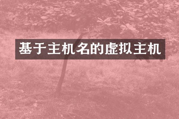基于主机名的虚拟主机