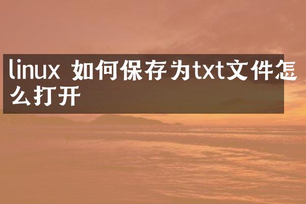 linux 如何保存为txt文件怎么打开