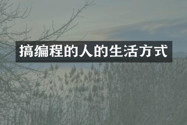 搞编程的人的生活方式