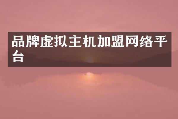 品牌虚拟主机加盟网络平台