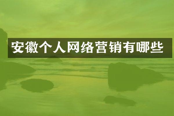 安徽个人网络营销有哪些