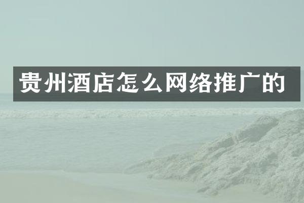 贵州酒店怎么网络推广的