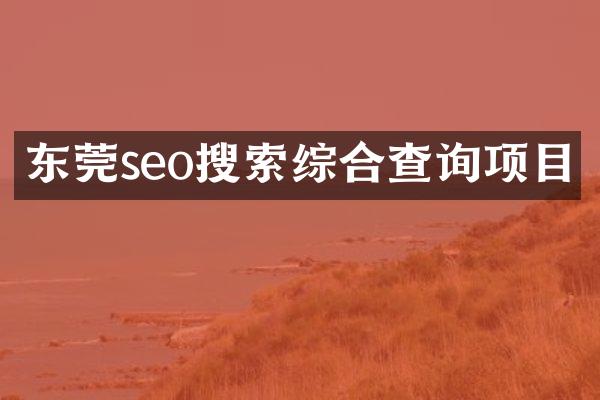 东莞seo搜索综合查询项目