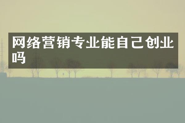 网络营销专业能自己创业吗